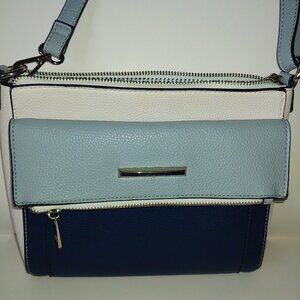 Cleo White and Blue Crossbody Purse